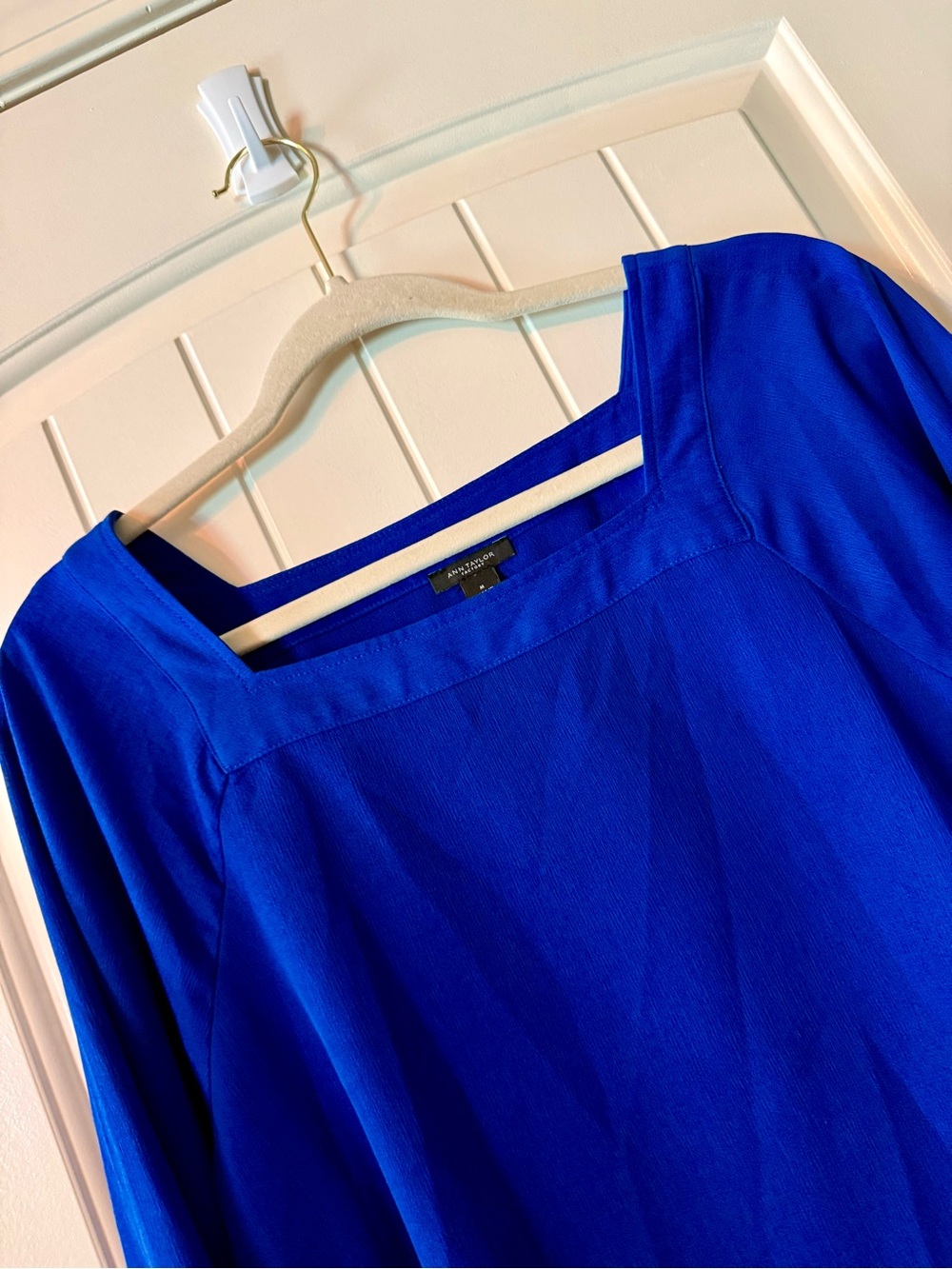 Ann Taylor Factory Blue Blouse with Square Neckline